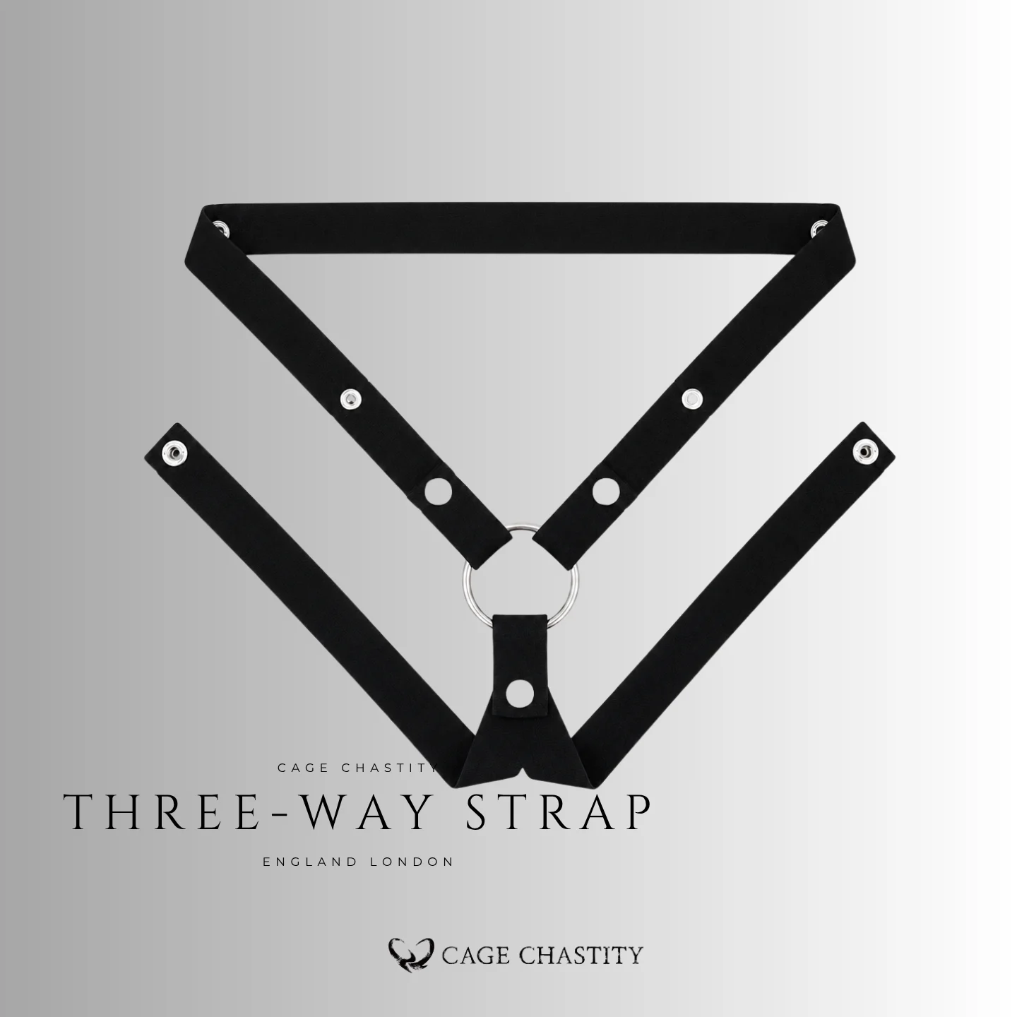 the standard three way style chastity cage strap