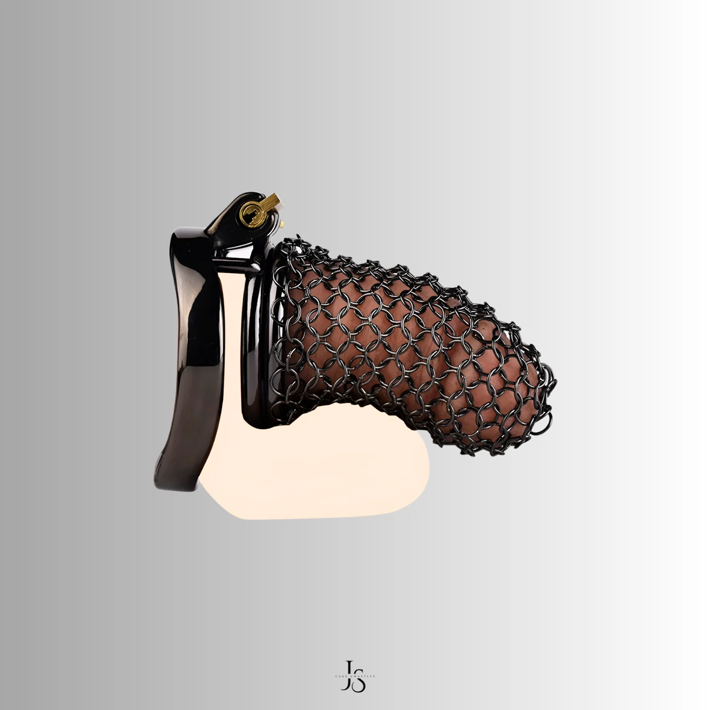 Close-up angled shot of the mesh dick cage for enhanced detail