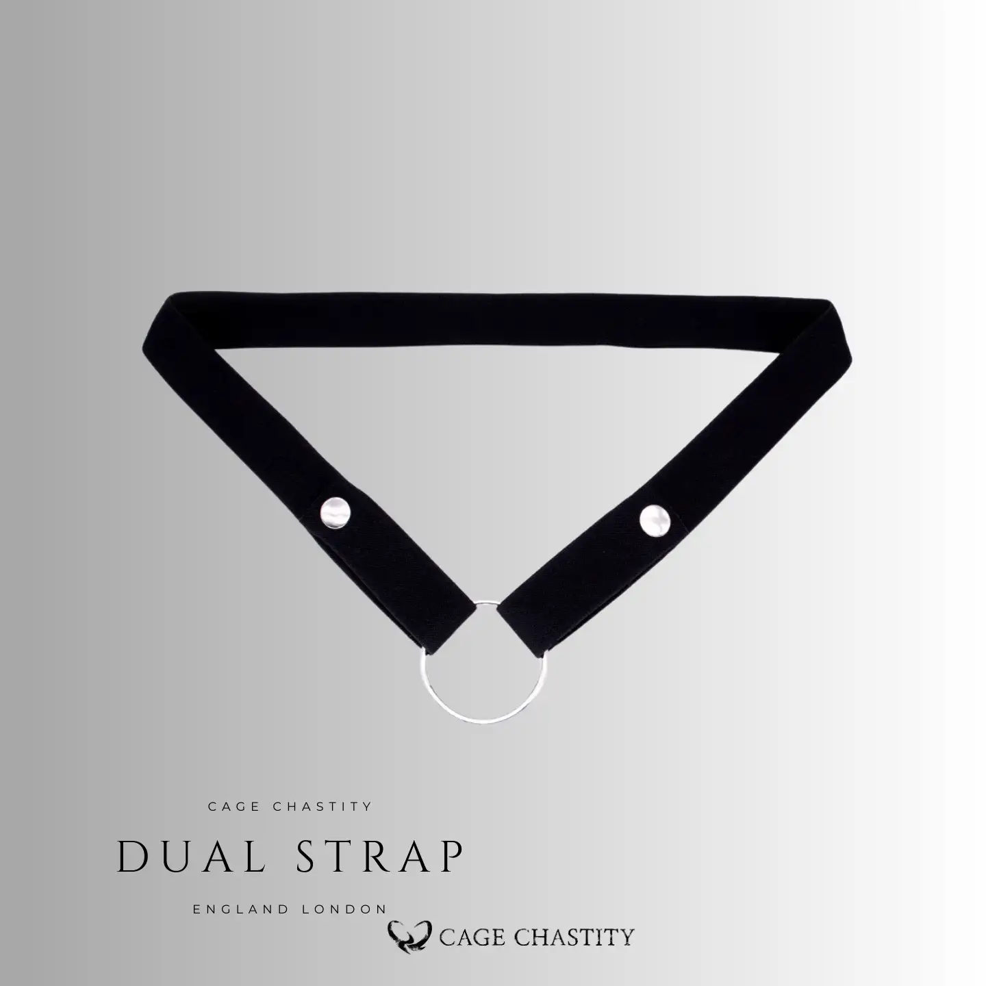 wide chastity cage strap in the two-strap size