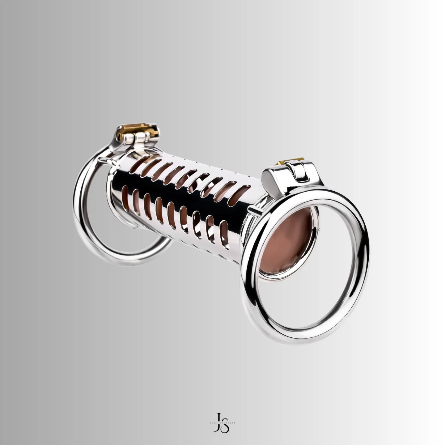 Complete set displayed with lock and keys for double ended chastity cage