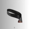 Black leather loop shown from a raised angle, highlighting flexibility