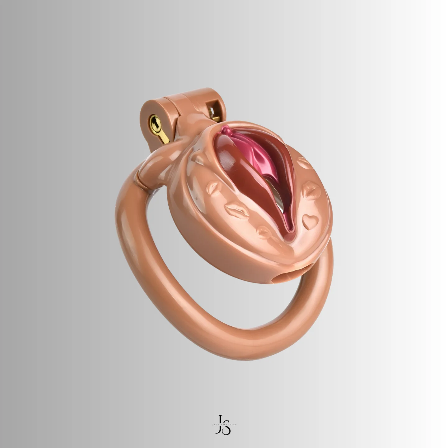 side view of the tan vulva cage