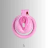 front view of the pink vulva chastity cage