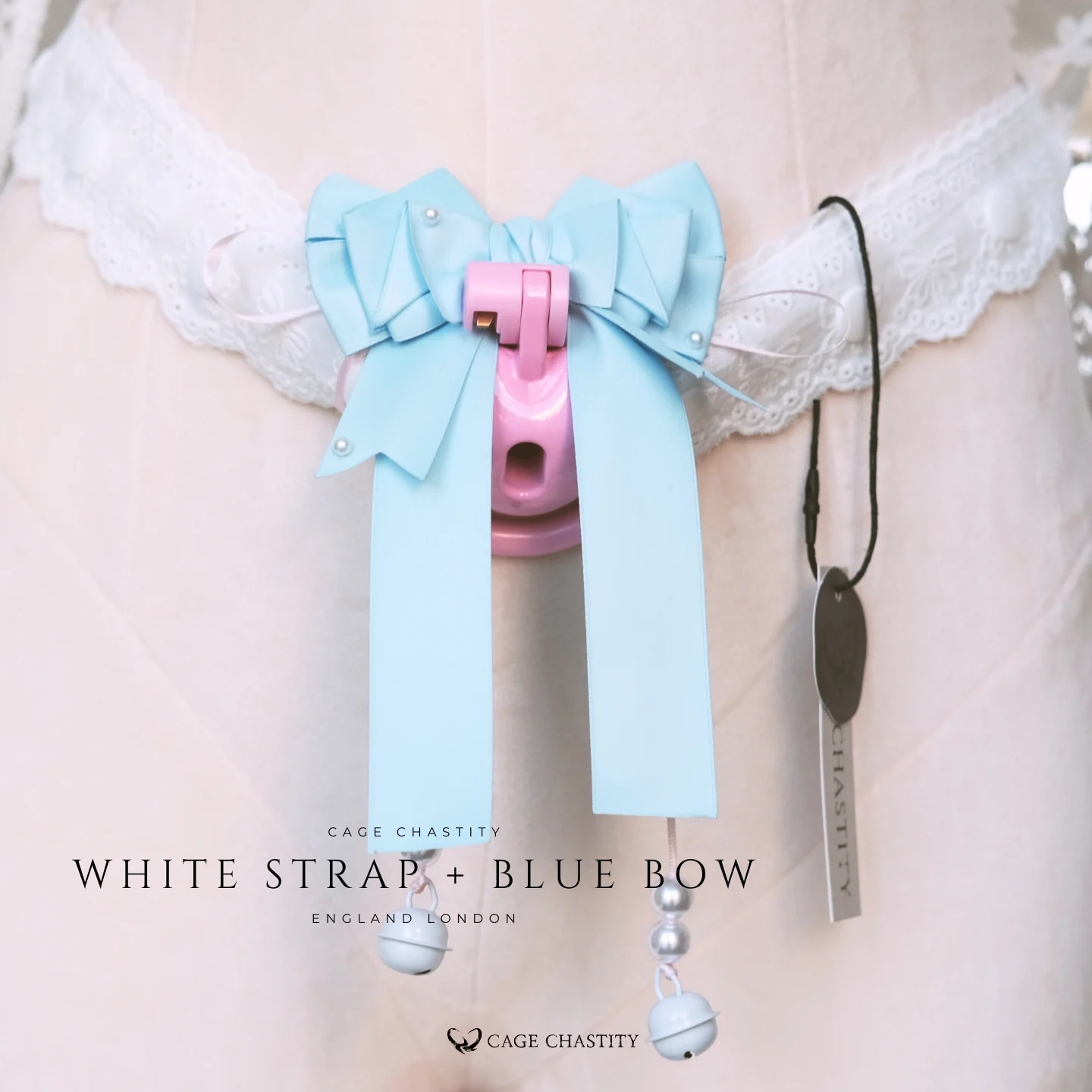 lace strap with blue bow tie