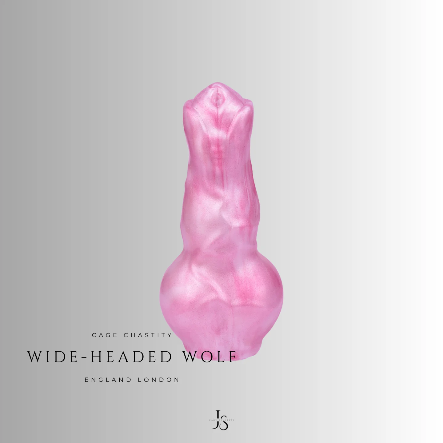 pink wide-headed wolf dildo, big in bottom