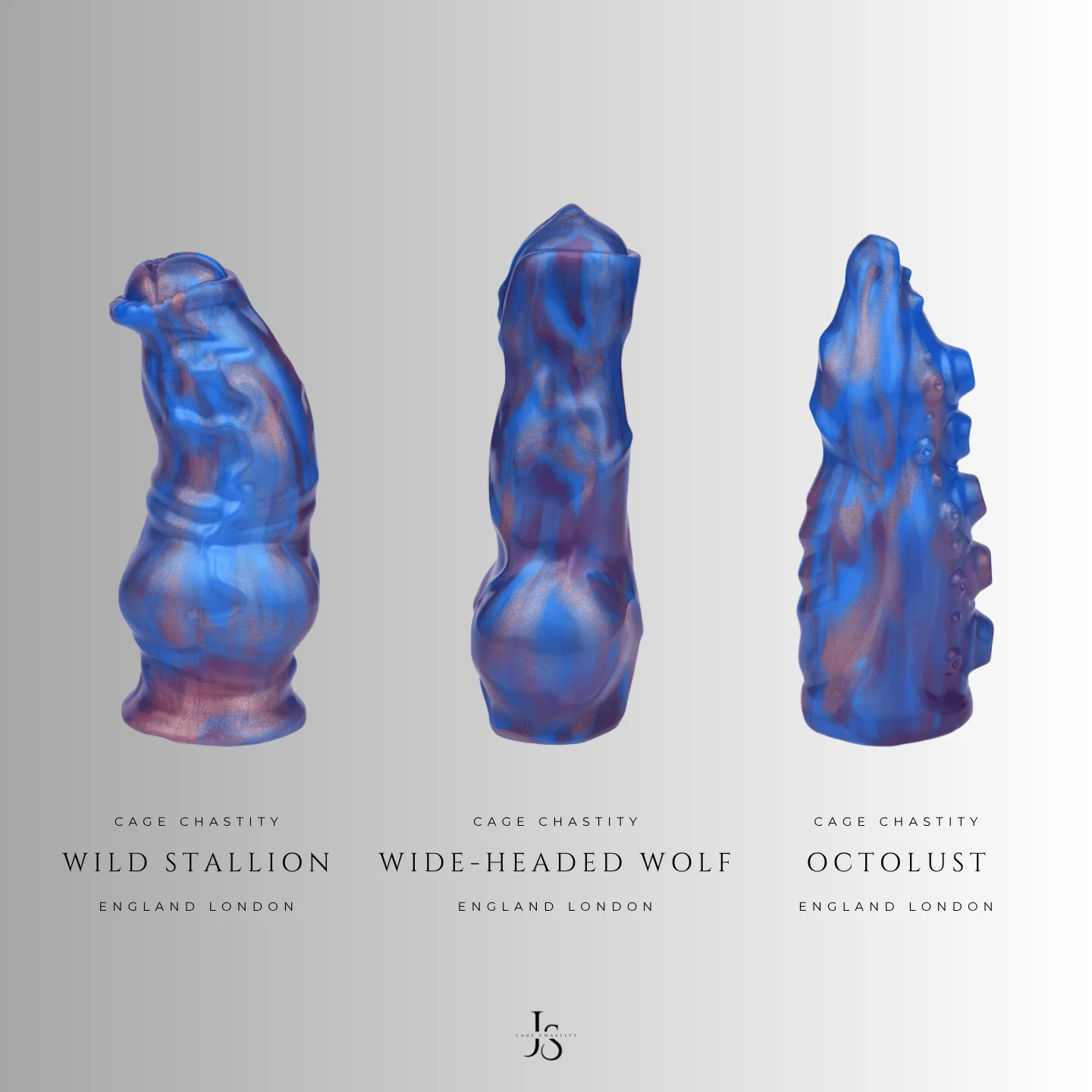 the blue collection of the three different type dildo