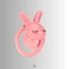 small rabbit holding hands as cage head
