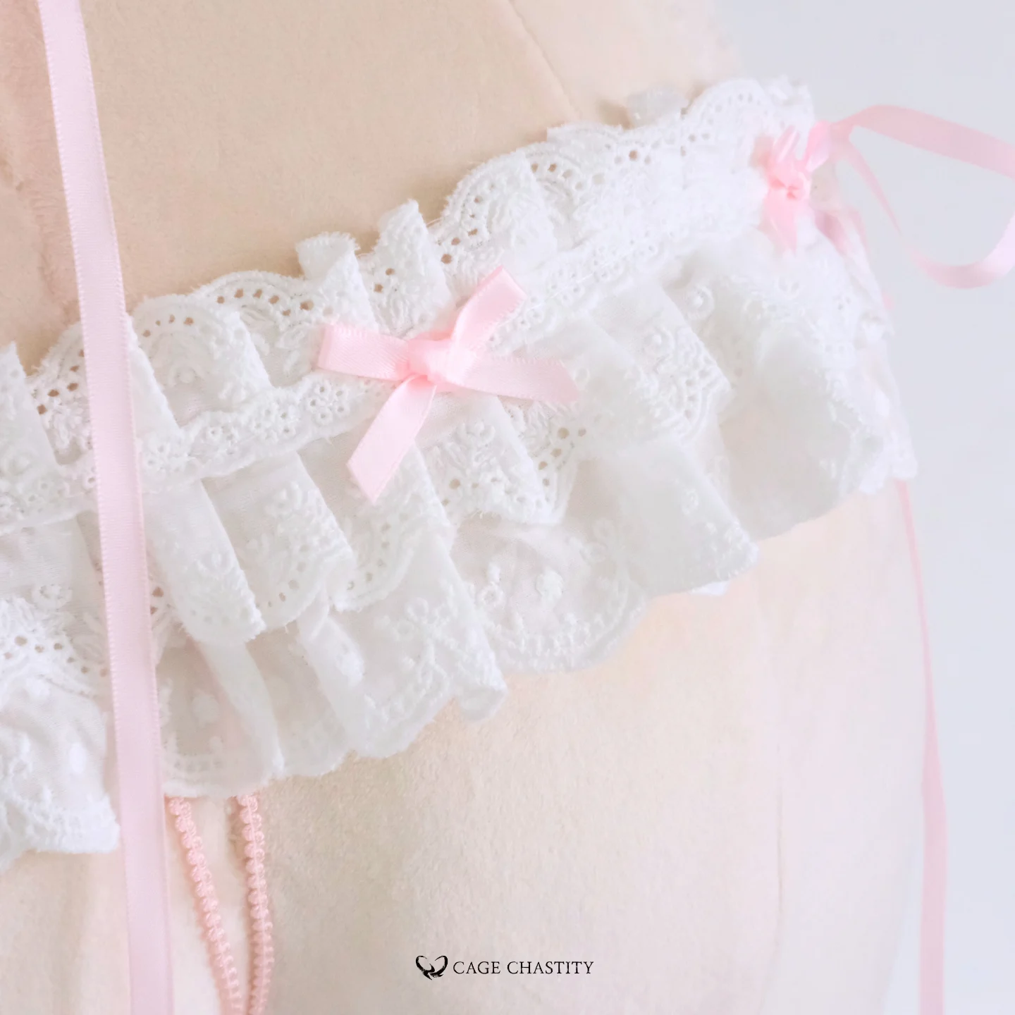 Close-up of lace texture and stitching on waistband