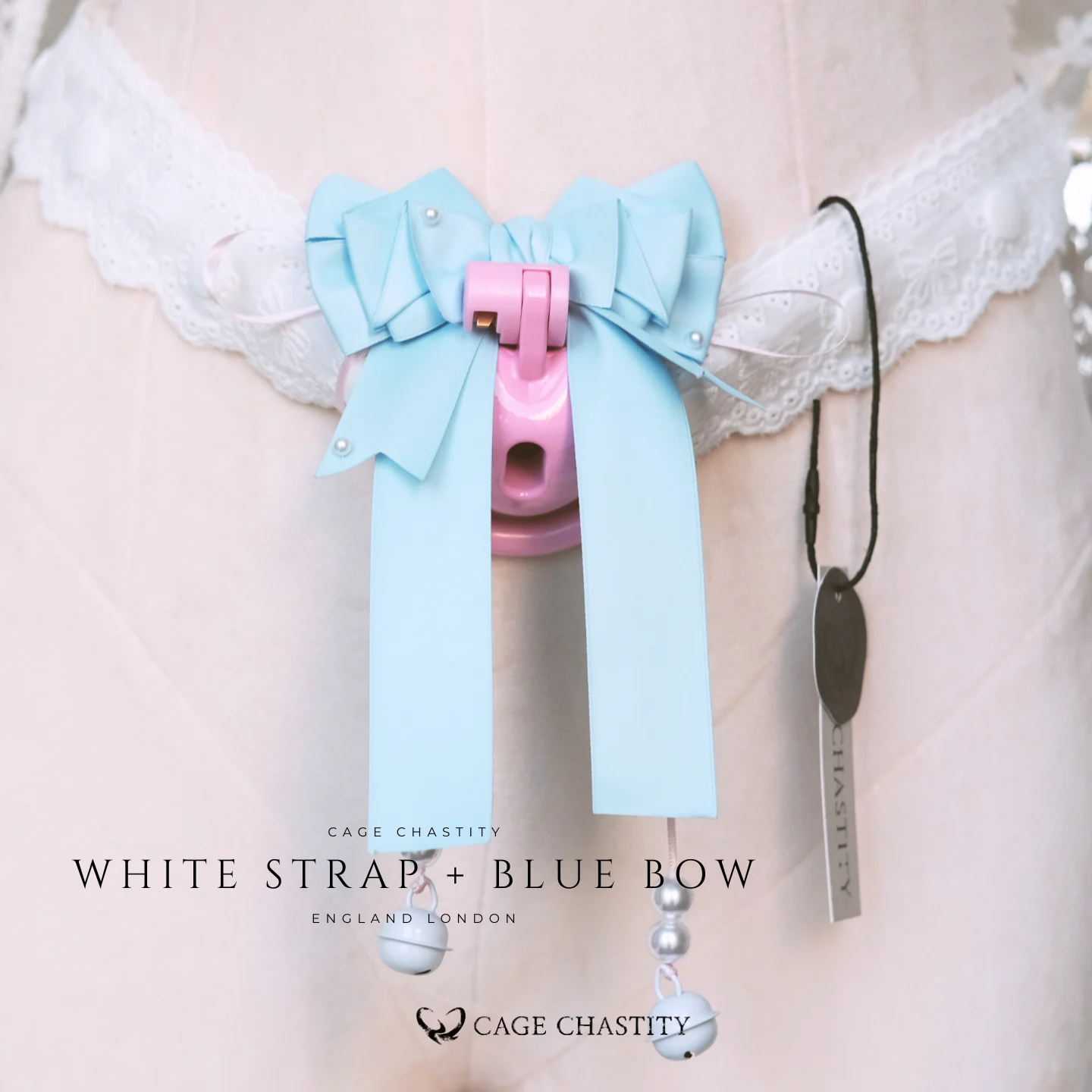 lace strap with blue bow tie