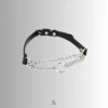leather collar with metal chain