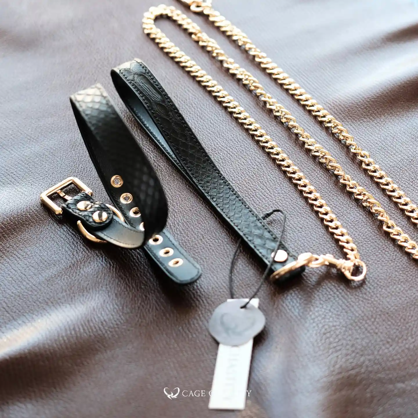 collar set on the leather ground