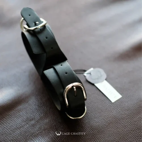 the shining leather material of the wrist cuffs