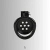 front tube surface of the black chastity device, with one-click-lock