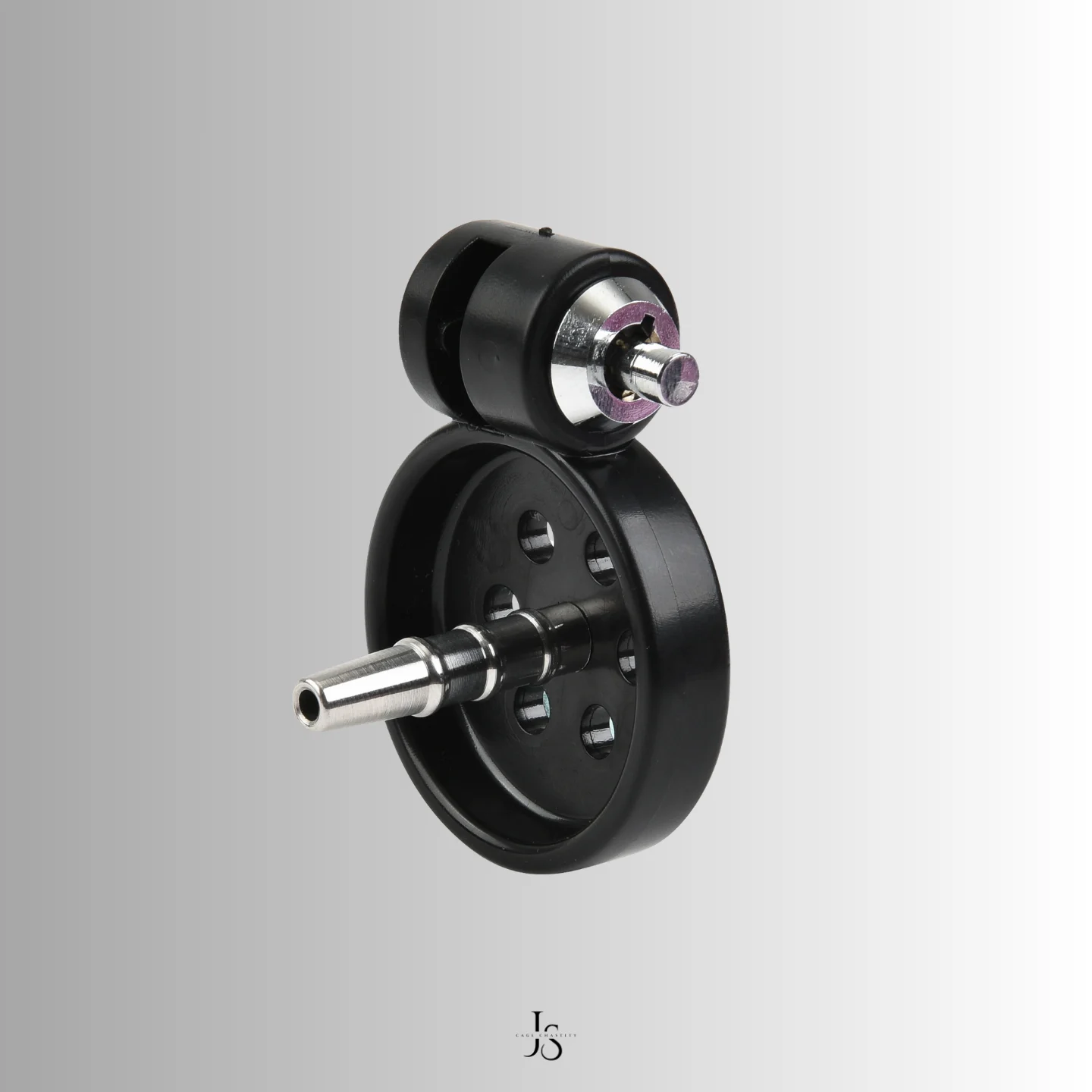 Black Flat Chastity Cage with One-Click Lock & 5 Rings