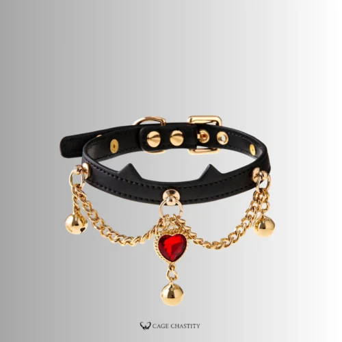 black cat ear collar with red ruby gem
