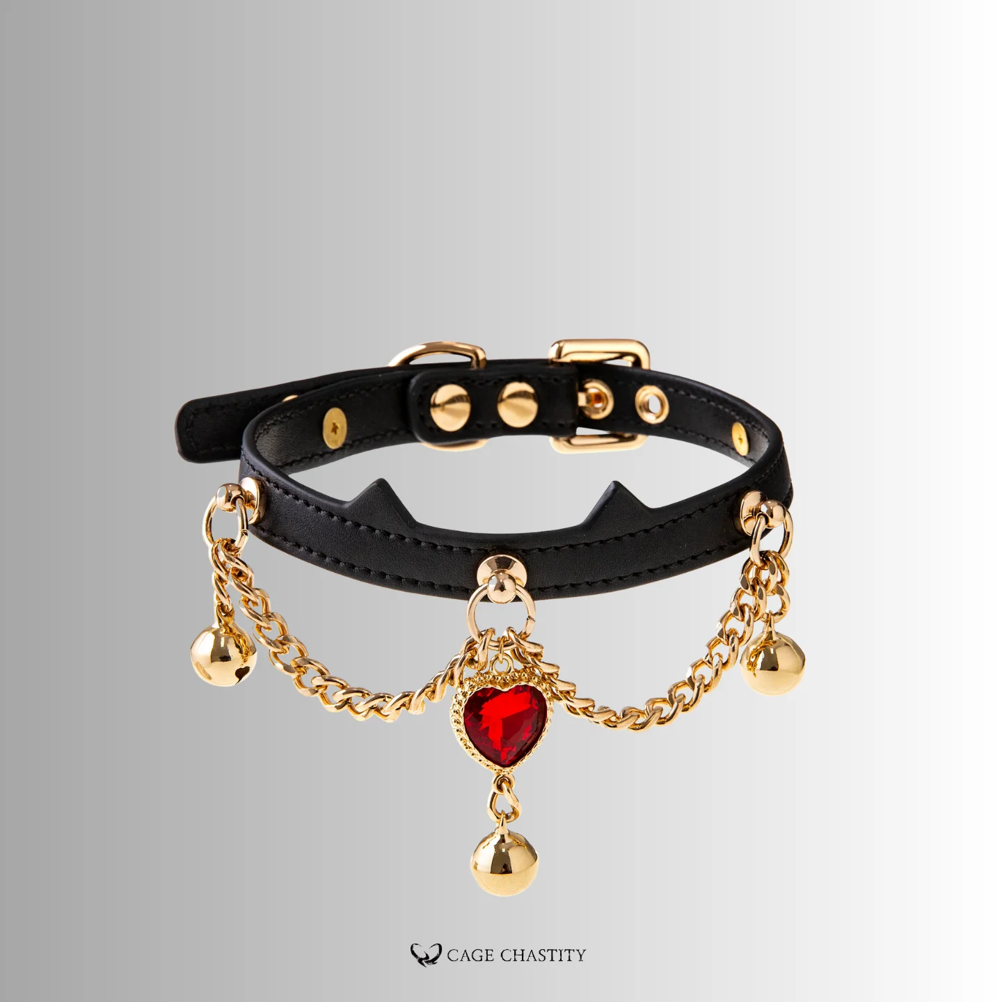 black cat ear collar with red ruby gem