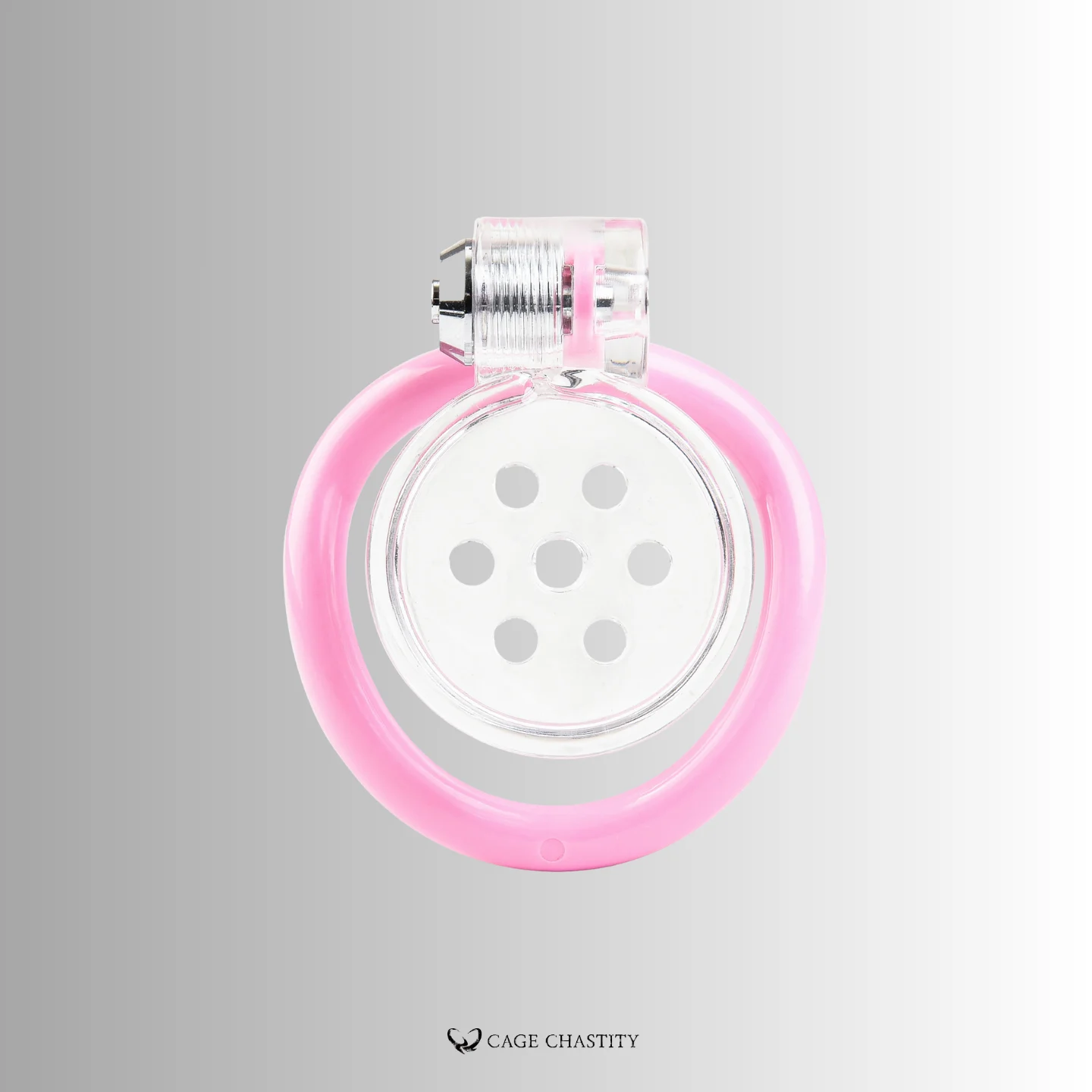 the clear cage tube iwth pink base ring
