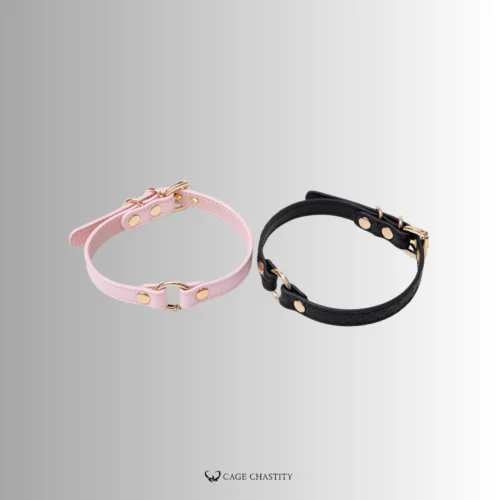 two anklets, black and pink