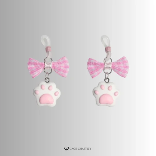 cute paw nipple noose with pink bow