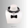 black good girl collar, with marble tag and bone tag