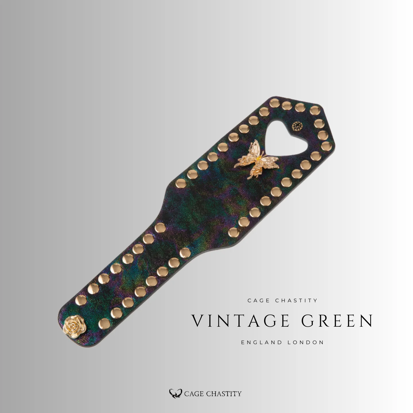 the vintage green leather paddle