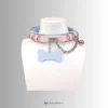 the blue bone tag with pink outside collar and blue inside