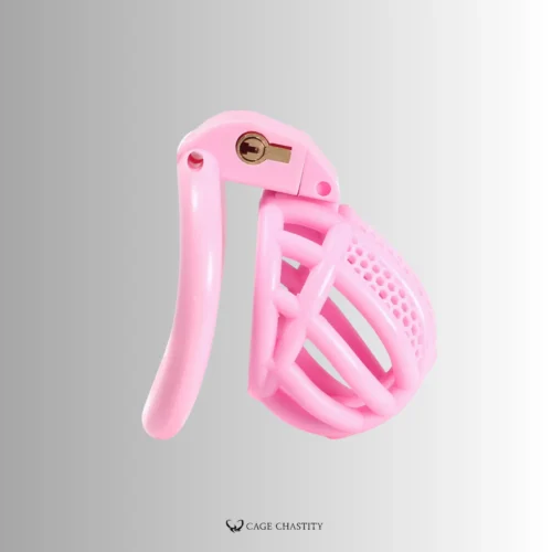 side view of the pink beehive chastity cage