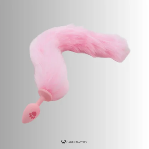 pink paw anal plug with fluffy tail