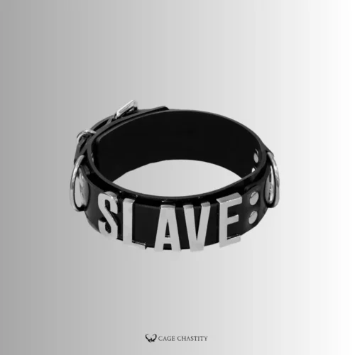 black collar with slave sign