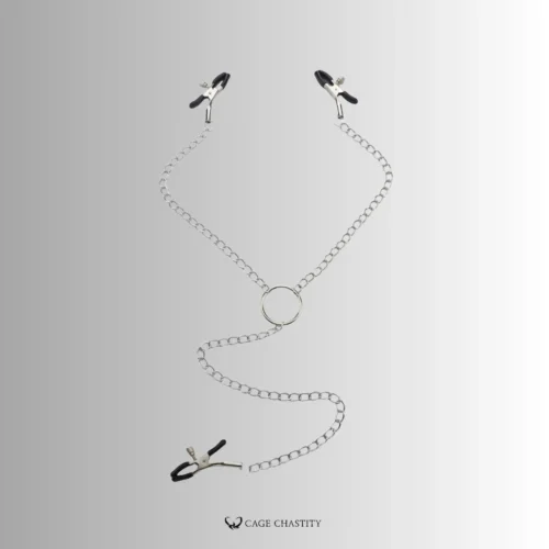 black triple chain nipple clamp