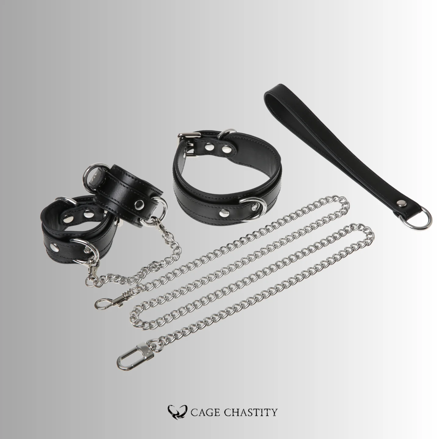 the complete set with collar cuffs and leash