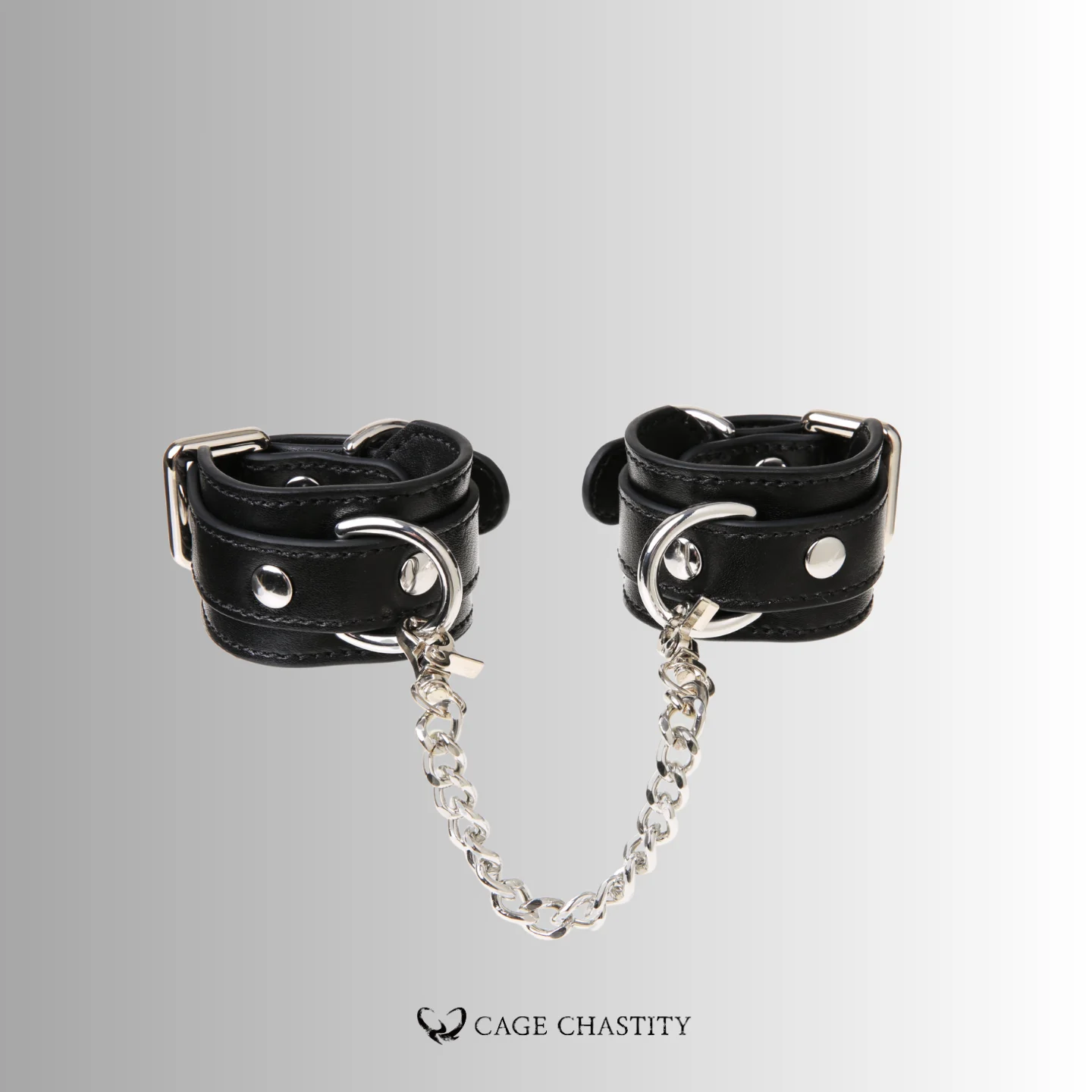 the cuffs with silver metal leash
