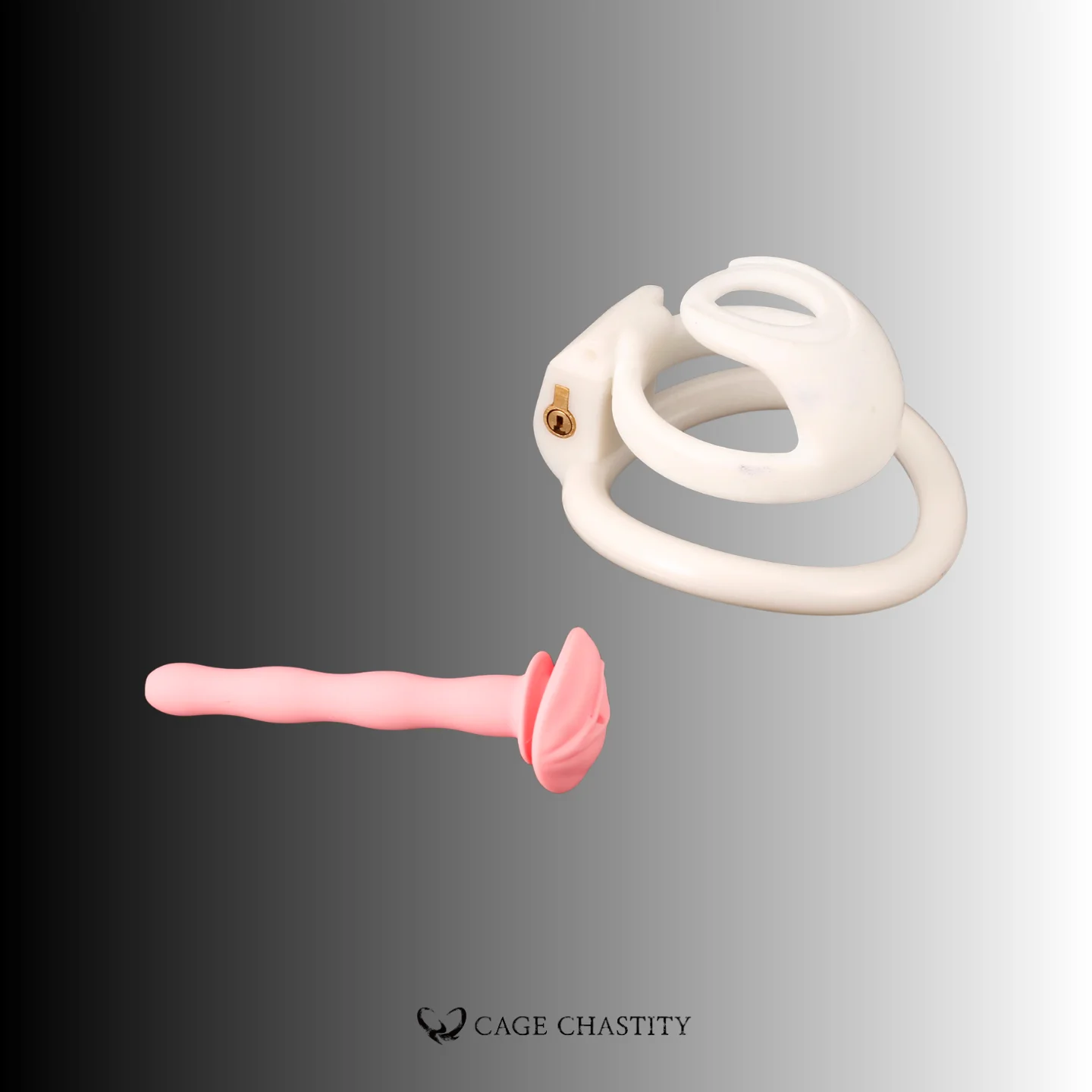 white white flesh lipped clit cage with pink tube