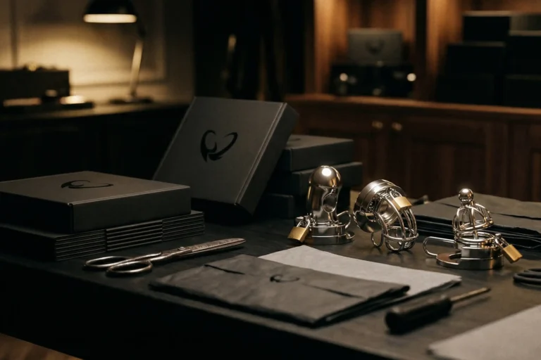 cc shops with black boxes and metal chastity cages