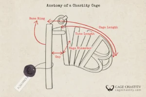 diagram showing chastity cage measurements