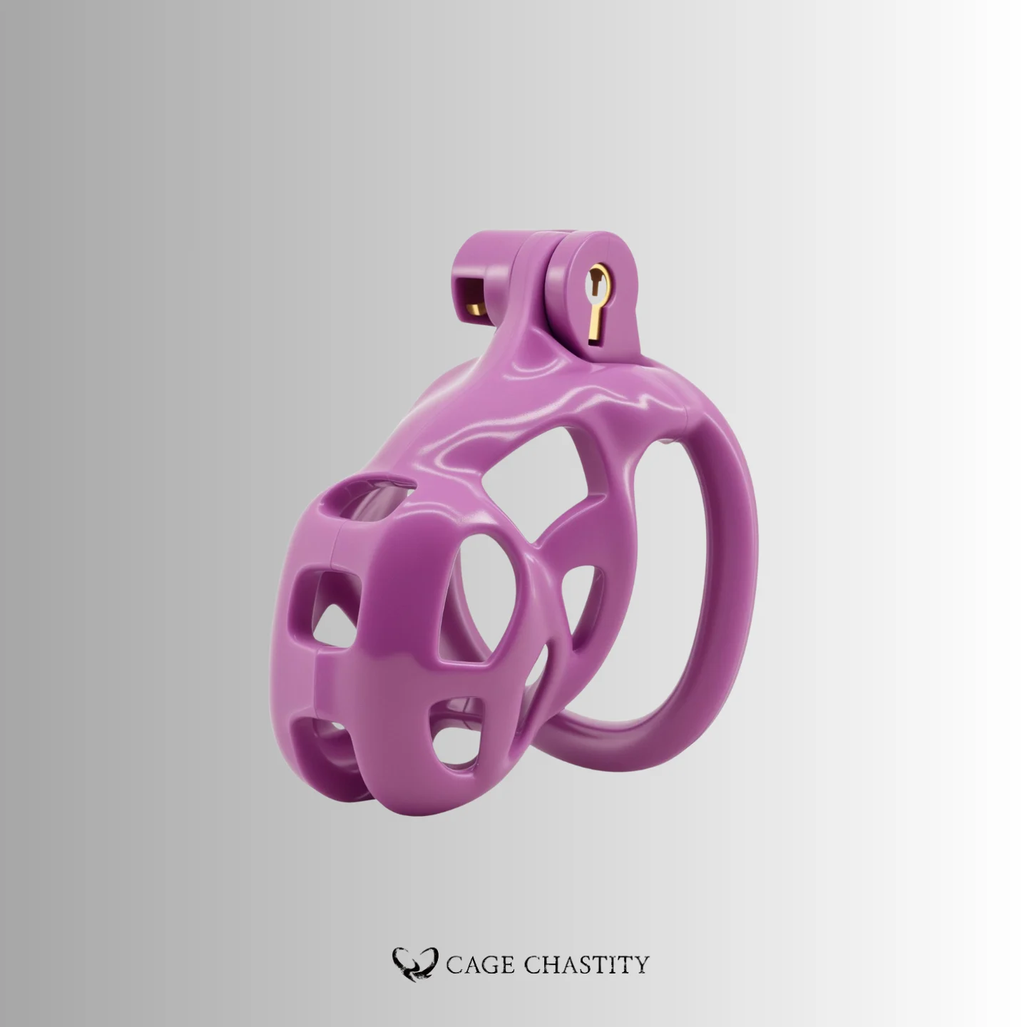 the medium size purple cobra chastity cage, front view