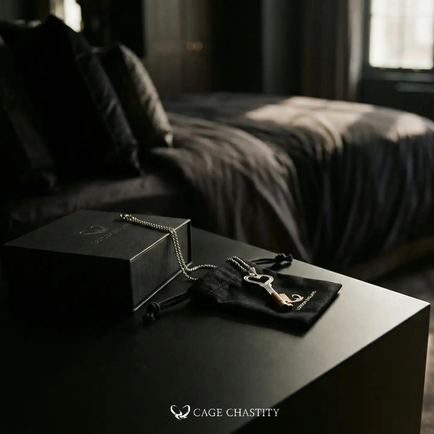 the cc chastity cage with necklace keyholder