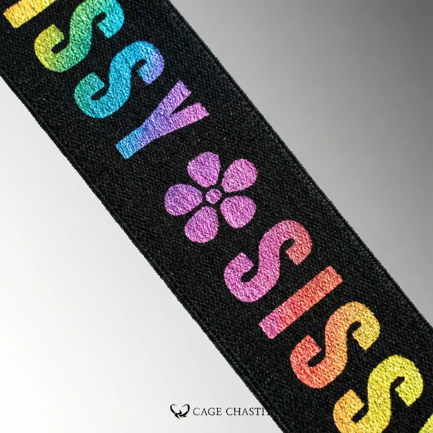 the stitching details on the nylon strap