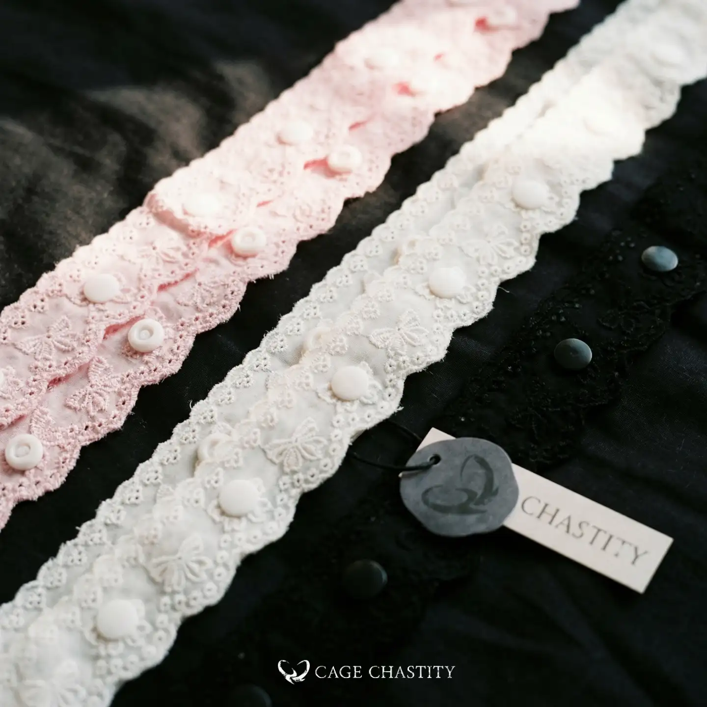 Butterfly Embroidered Lace Strap – Handmade Adjustable Belt with Bell & Bow Options