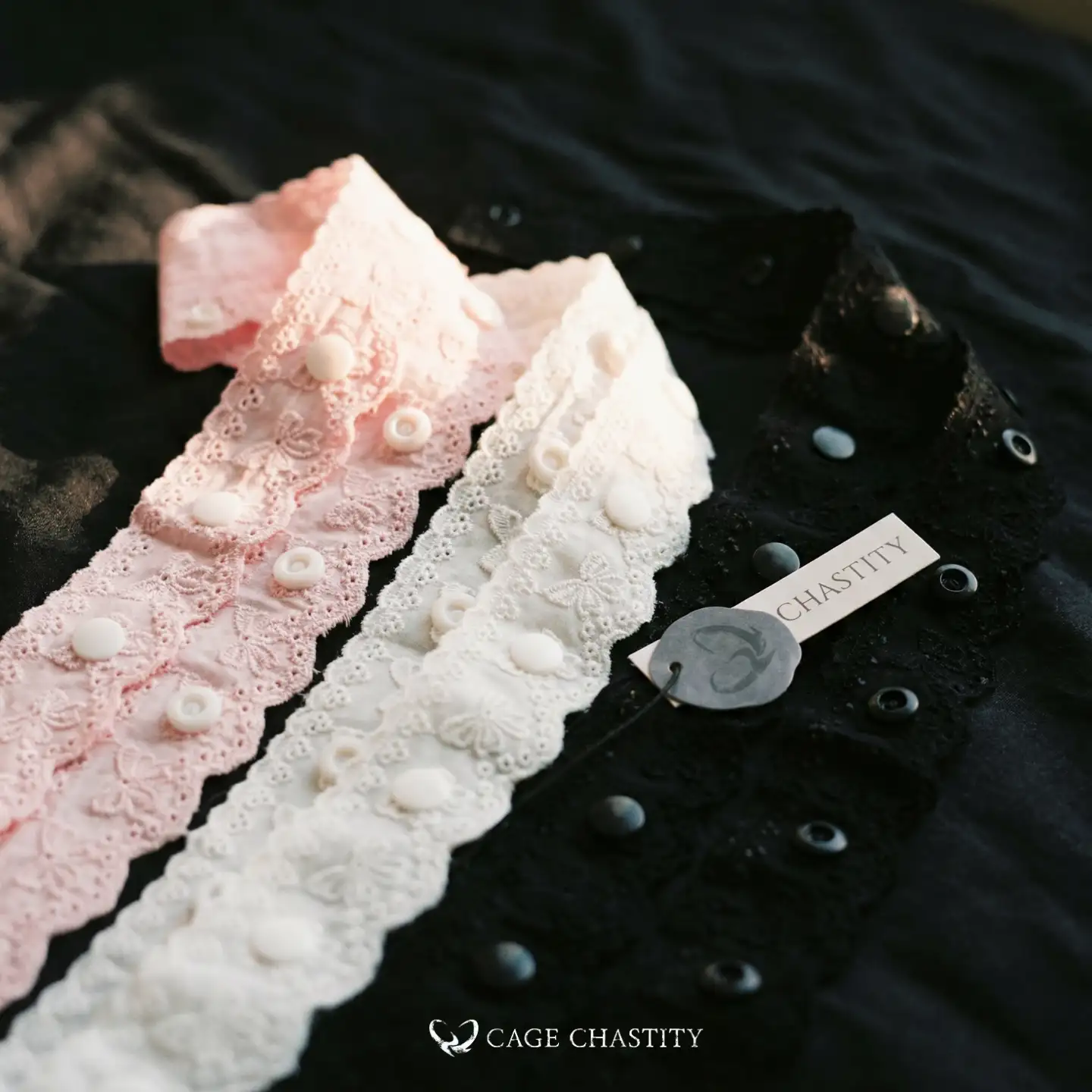 Butterfly Embroidered Lace Strap – Handmade Adjustable Belt with Bell & Bow Options