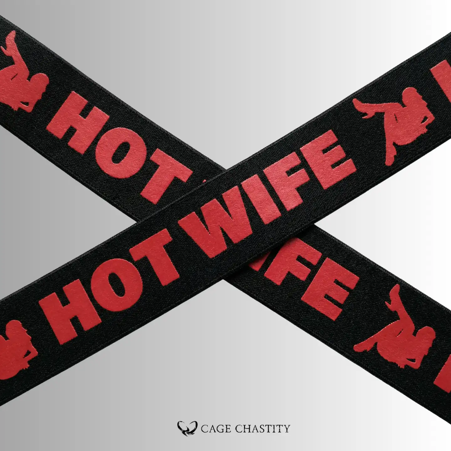 the printed symbol and letters of the hot wife strap