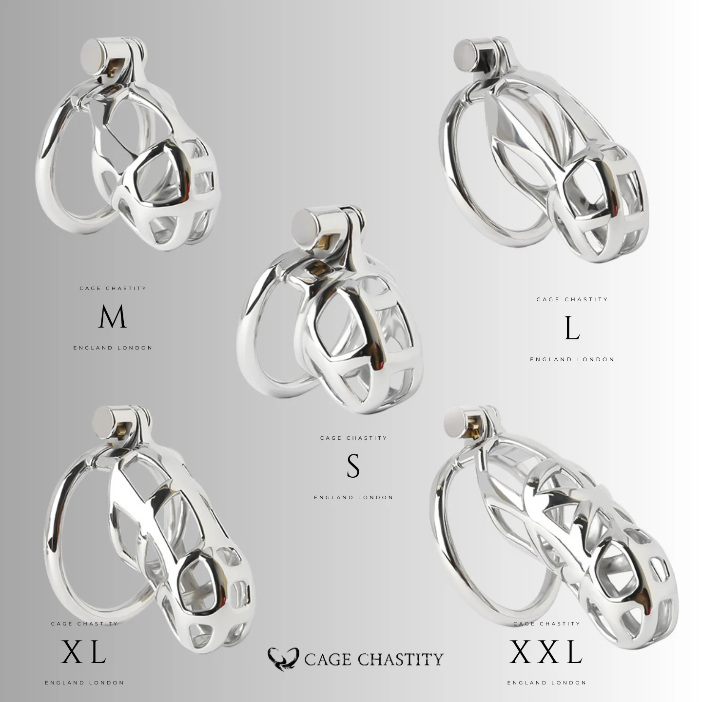 five size in comparison from s to xxl