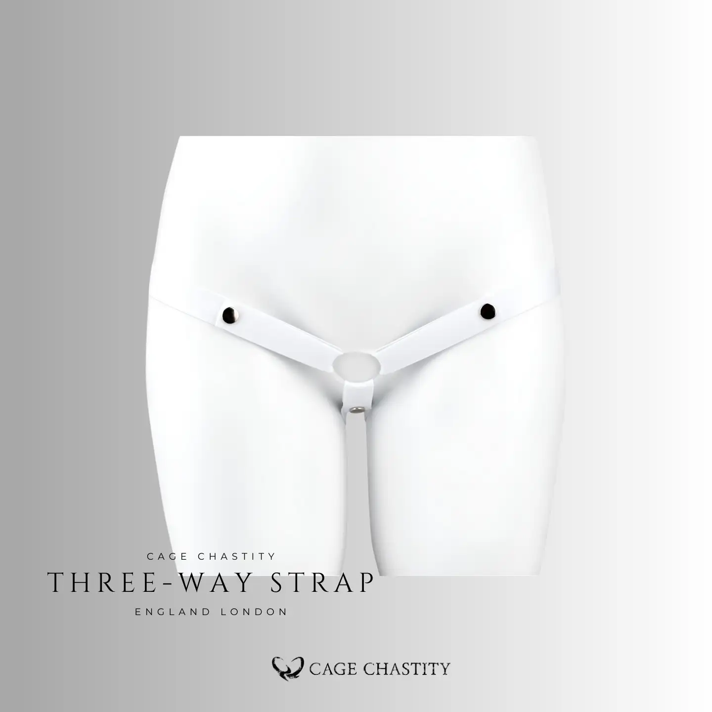 front view of the three way white belt