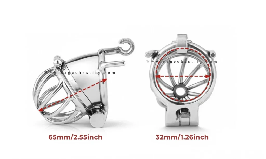LK09 dimensions showing 65 mm length, 32 mm cage width and four ring sizes=