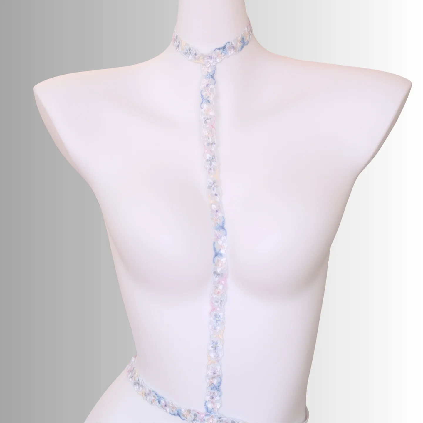 Petal Lace Harness & Garter Set – Hand-Embroidered
