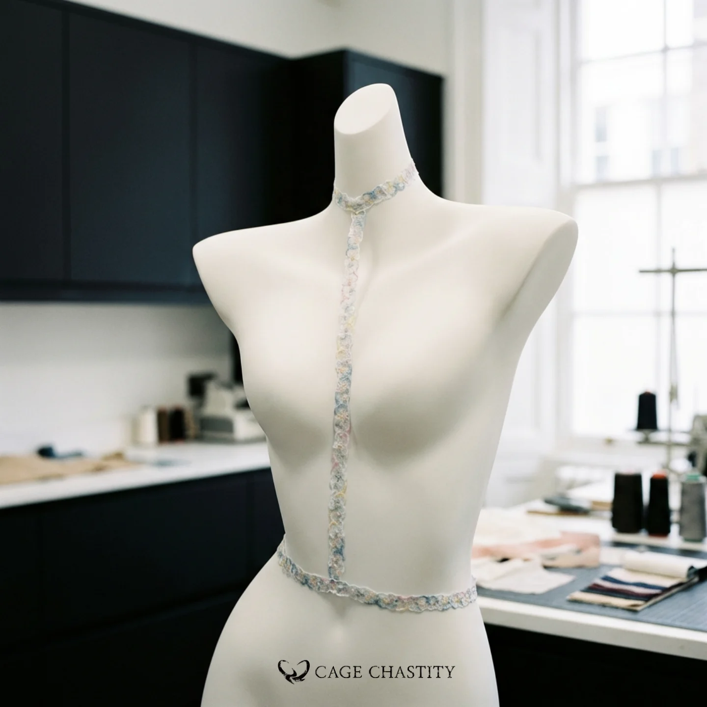 Petal Lace Harness & Garter Set – Hand-Embroidered