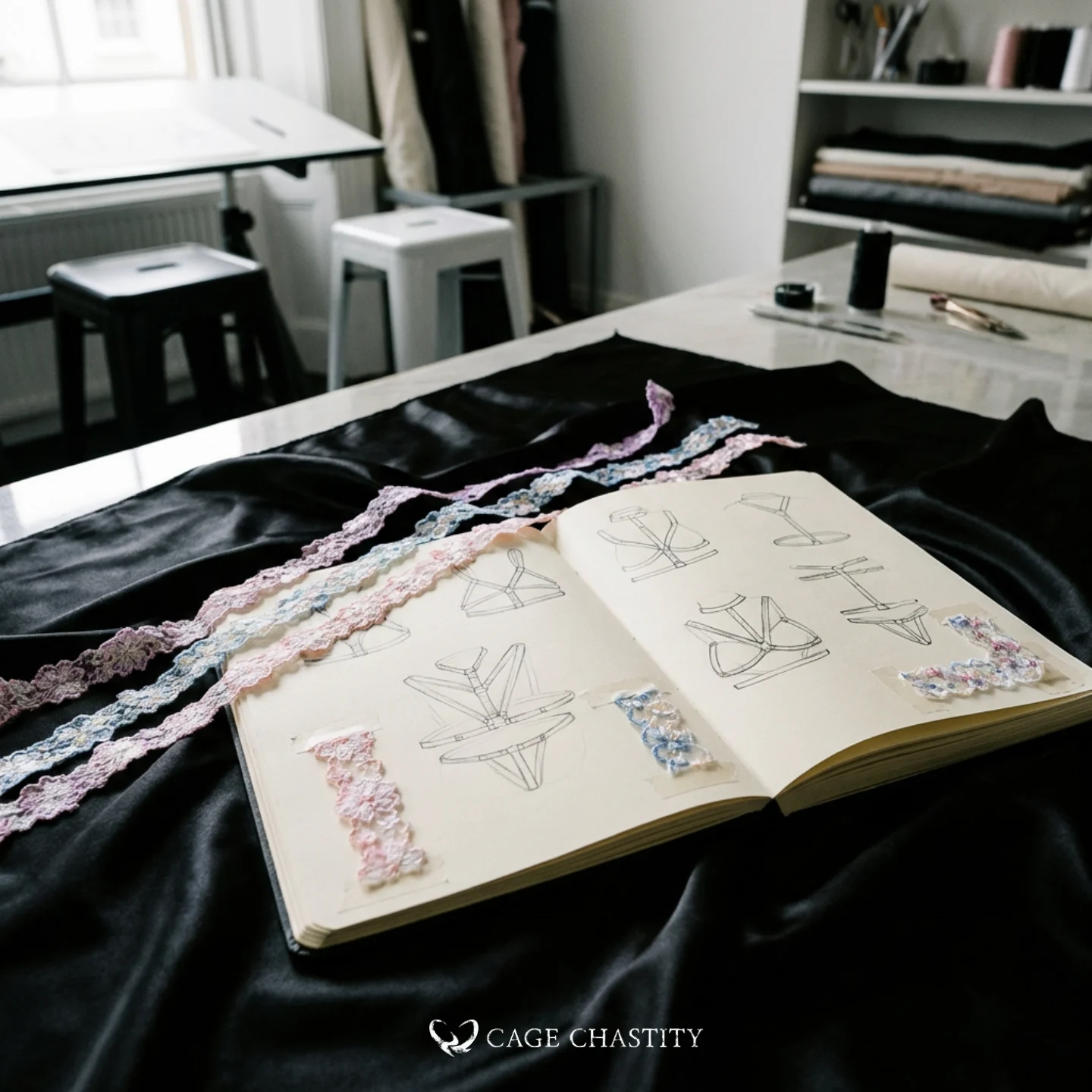 Petal Lace Harness & Garter Set – Hand-Embroidered