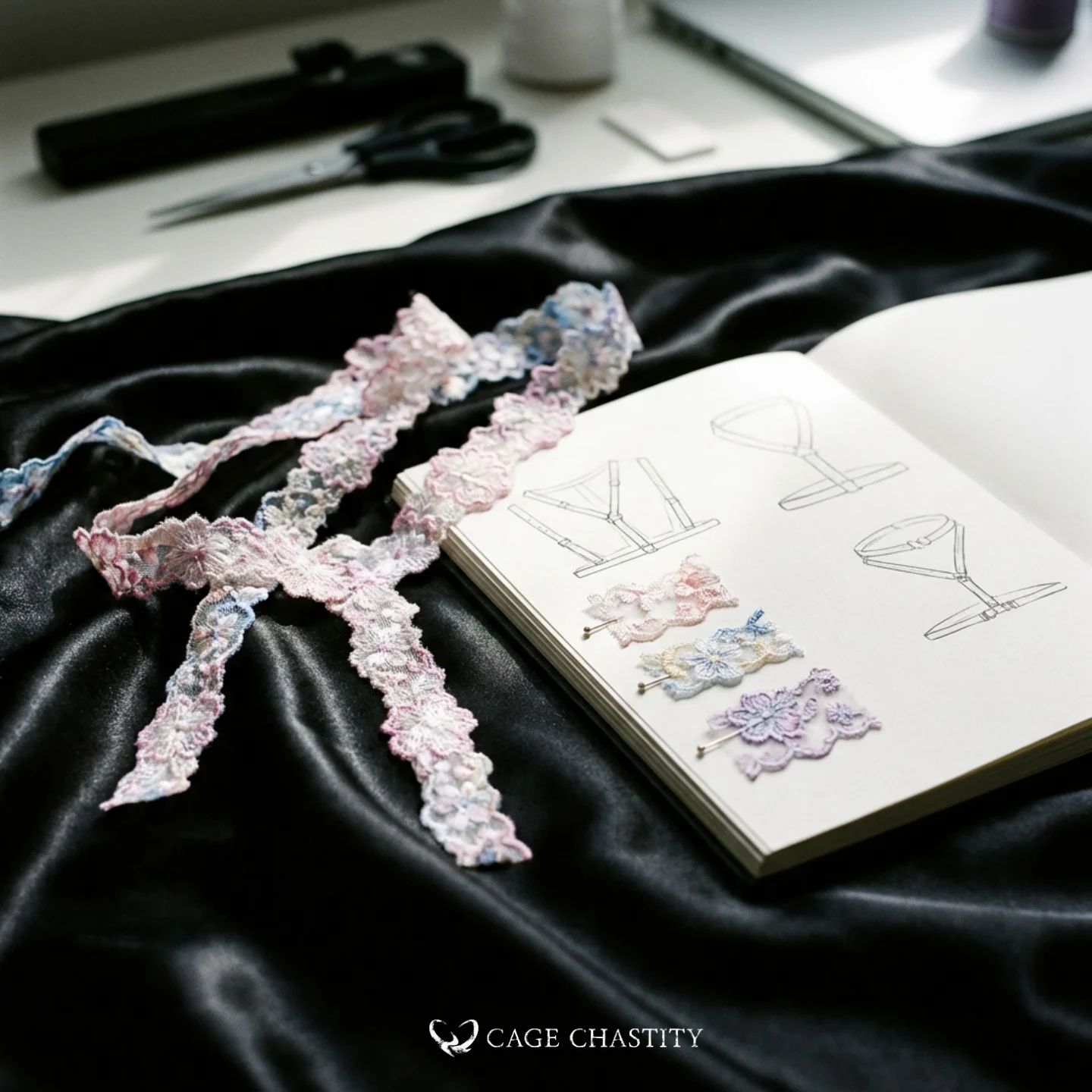 Petal Lace Harness & Garter Set – Hand-Embroidered