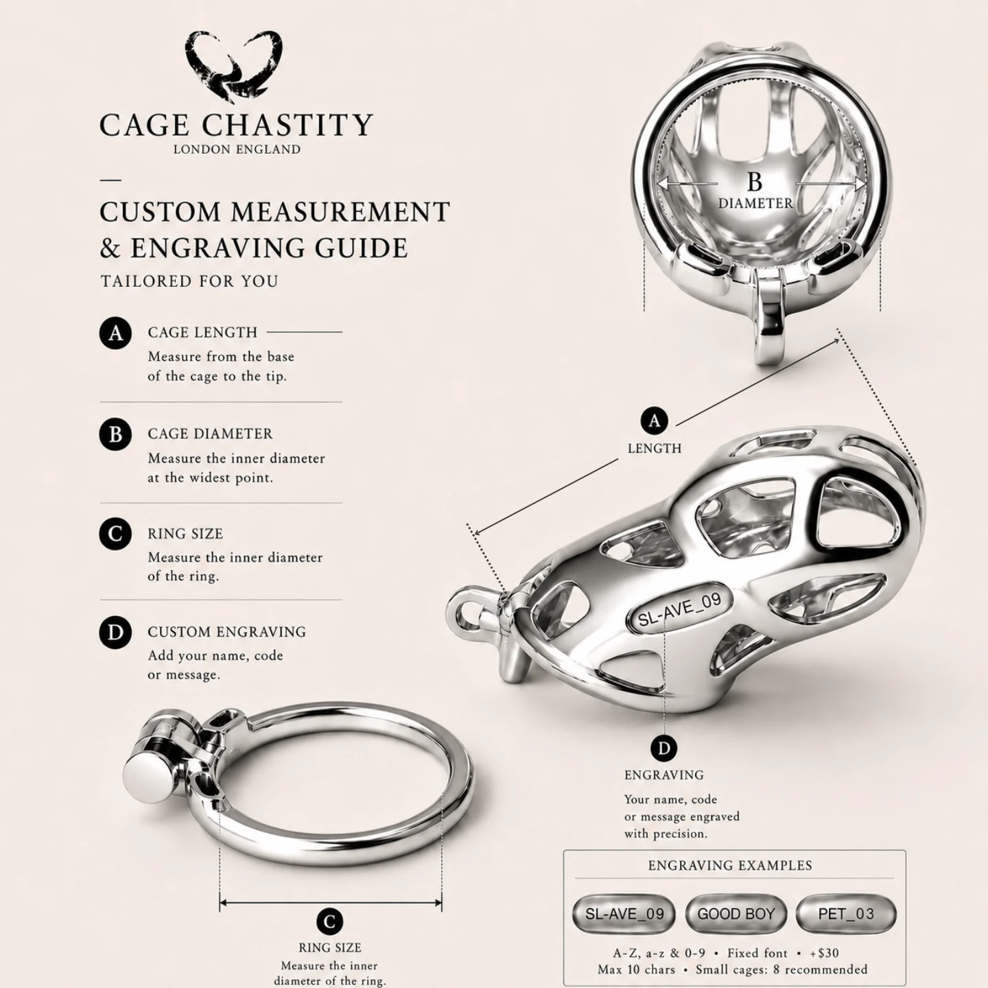Custom Cobra Chastity Cage – Steel / Gold / Titanium