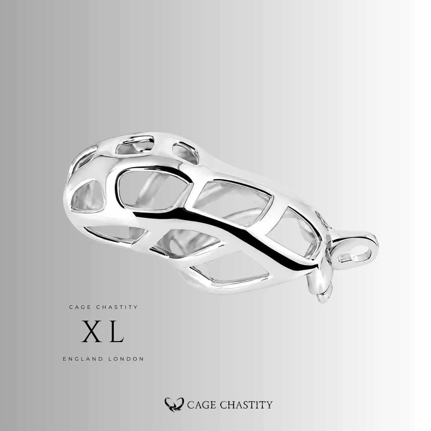 Silver Cobra Flat Ring Steel Chastity Cage – CC42